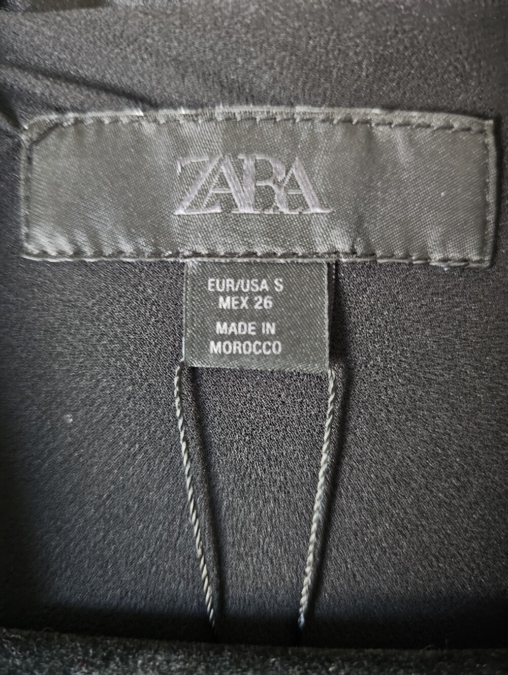 ZARA Black Satin Tie Neck Mini Dress Long Bell Sleeve NWT Size S - Picture 4 of 12
